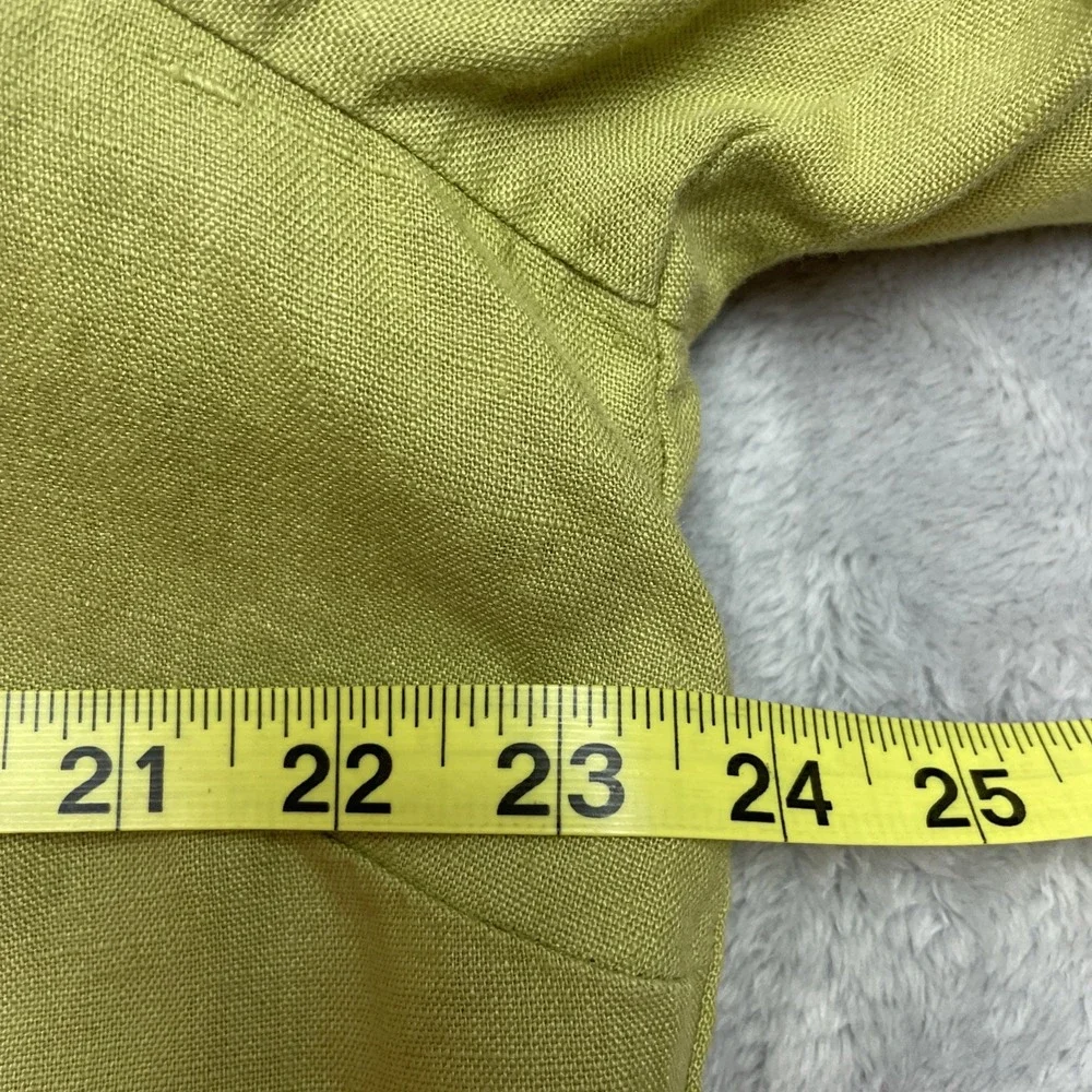 JM Collection Woman 100% Linen Tunic Top Womens 16W Green Beaded 3/4‎ Sleeve